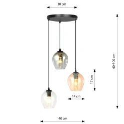Istar rondell takpendel 3 lys - Svart/Multifarget