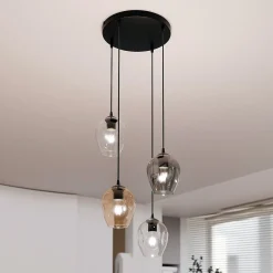 Istar rondell takpendel 4 lys - Svart/Multifarget