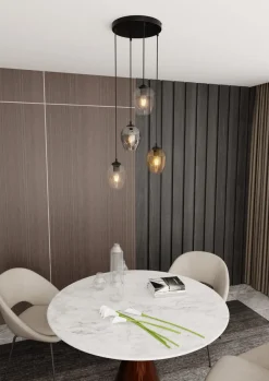 Istar rondell takpendel 4 lys - Svart/Multifarget