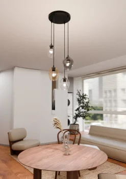 Istar rondell takpendel 4 lys - Svart/Multifarget