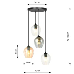 Istar rondell takpendel 4 lys - Svart/Multifarget