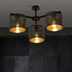 Jordan taklampe 55 cm 3-lys - Svart/Gullfarget