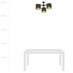 Jordan taklampe 55 cm 3-lys - Svart/Gullfarget