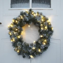 Julekrans med lys Edmonton 50 cm 30-lys - Grønn