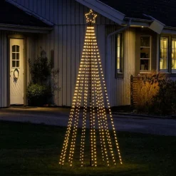 Juletre 240 cm i metall med toppstjerne og lys IP44 - Utendørs