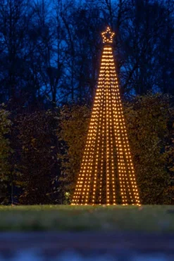 Juletre 240 cm i metall med toppstjerne og lys IP44 - Utendørs