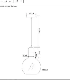 Julius takpendel 28 cm - Røykfarget glass