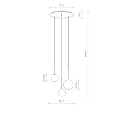 Karo rondell takpendel 3-lys - Svart/Opal/Gullfarget
