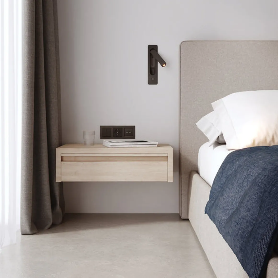 Keta vegglampe for innfelling 3,2W LED m/USB