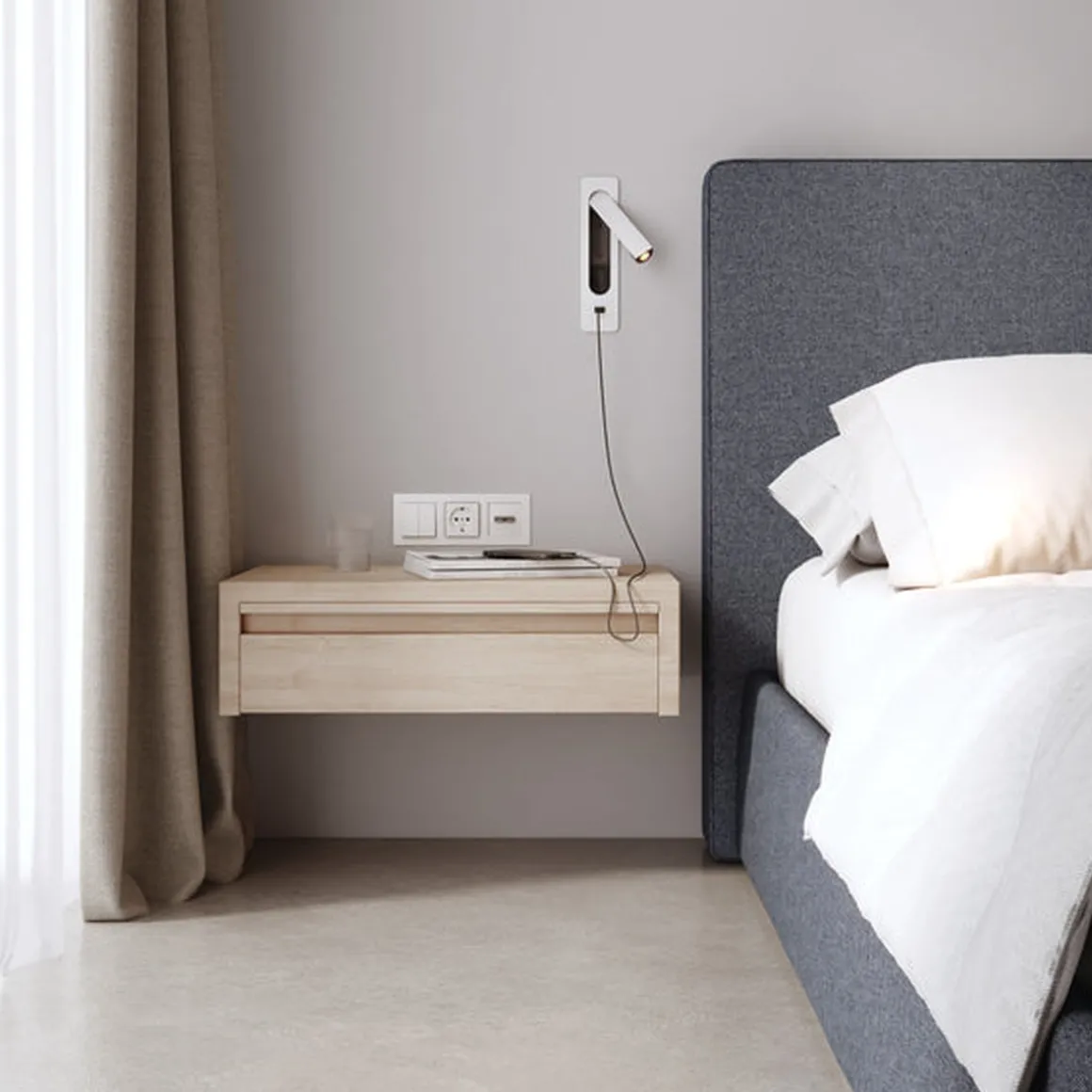 Keta vegglampe for innfelling 3,2W LED m/USB