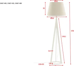 Kona gulvlampe 160 cm - Hvit