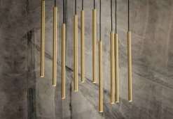 Laser takpendel 10 lys - Svart/Messingfarget