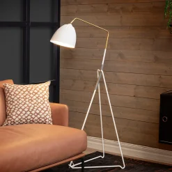 Lean gulvlampe - Hvit/Rå messing