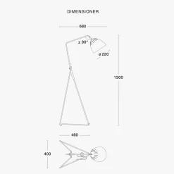 Lean gulvlampe - Hvit/Rå messing