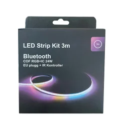 LED Strip kit 27W RGB med EU-plug, dimmer, bluetooth og fjernkontroll - 3 meter