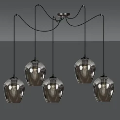 Level takpendel 5 lys - Svart/Røykfarget