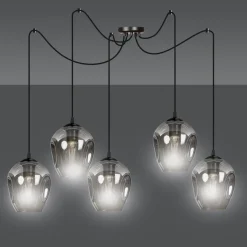 Level takpendel 5 lys - Svart/Røykfarget