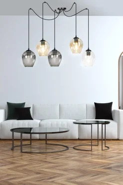 Level takpendel 5 lys - Svart/Multifarget