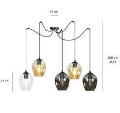 Level takpendel 5 lys - Svart/Multifarget
