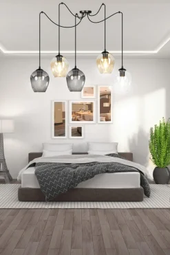 Level takpendel 5 lys - Svart/Multifarget