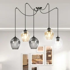 Level takpendel 5 lys - Svart/Multifarget