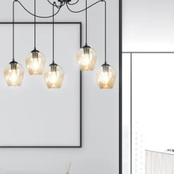 Level takpendel 5 lys - Svart/Amberfarget