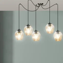 Level takpendel 5 lys - Svart/Amberfarget