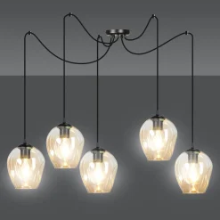 Level takpendel 5 lys - Svart/Amberfarget