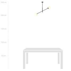 Linear taklampe 2 lys - Svart/Opal glass