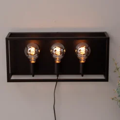 Lisboa vegglampe trippel - Svart/Messing