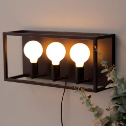 Lisboa vegglampe trippel - Svart/Messing