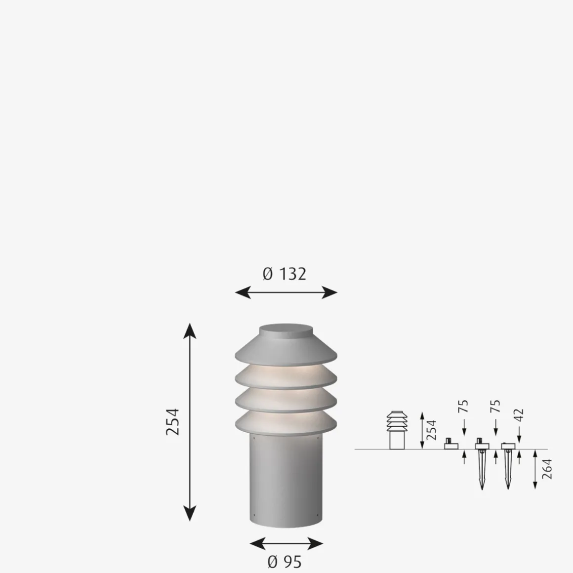 Louis Poulsen Bysted Garden fotplate u/adapter kort