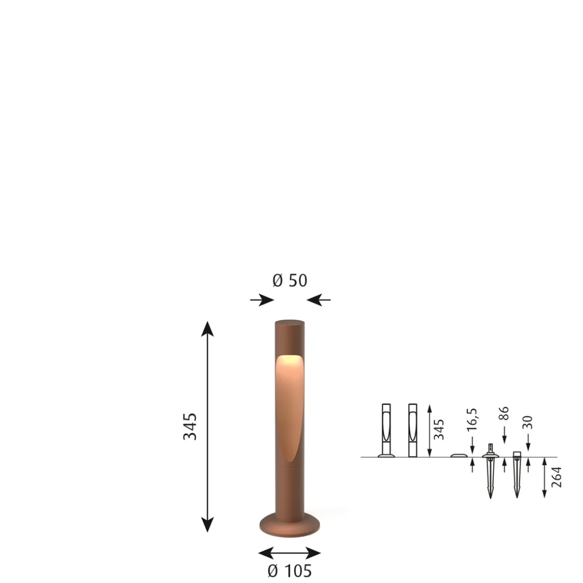 Louis Poulsen Flindt Garden jordspyd u/adapter kort