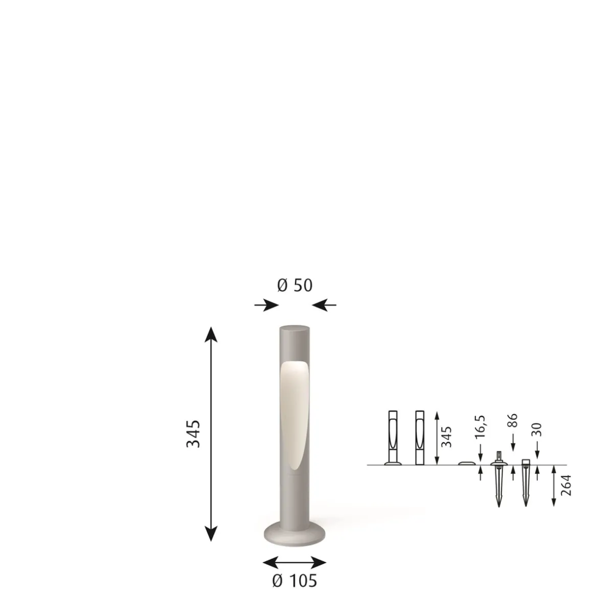 Louis Poulsen Flindt Garden jordspyd u/adapter kort