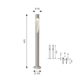 Louis Poulsen Flindt Garden fotplate u/adapter lang