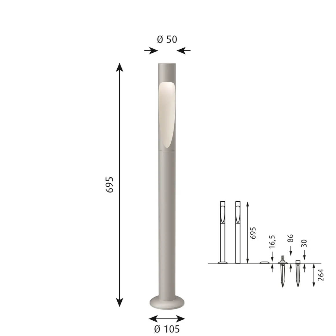 Louis Poulsen Flindt Garden fotplate u/adapter lang