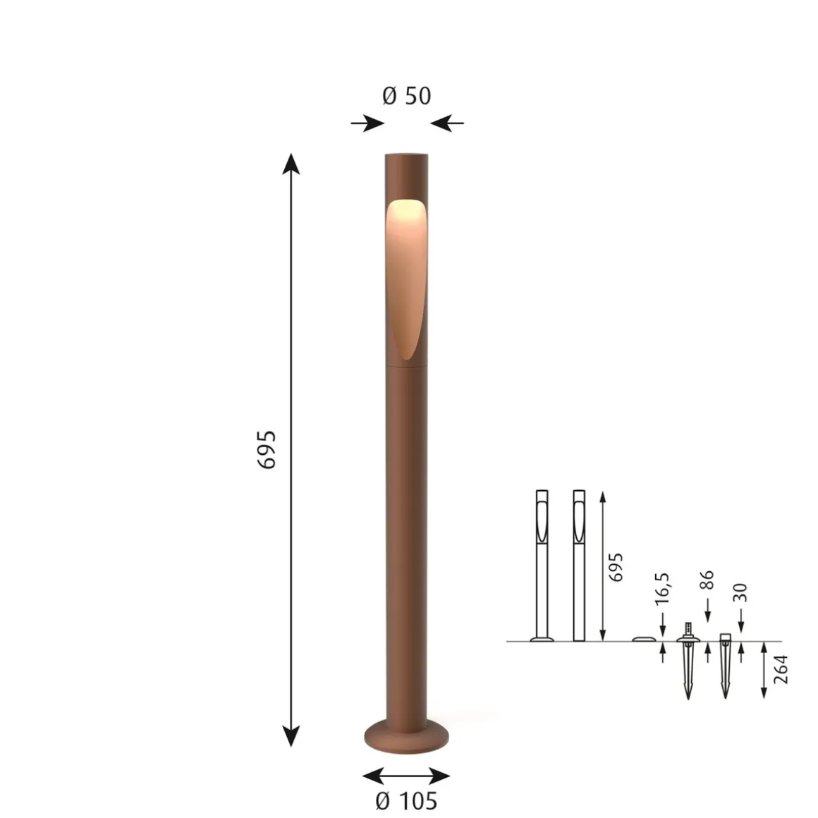 Louis Poulsen Flindt Garden med forankringsenhet u/adapter lang