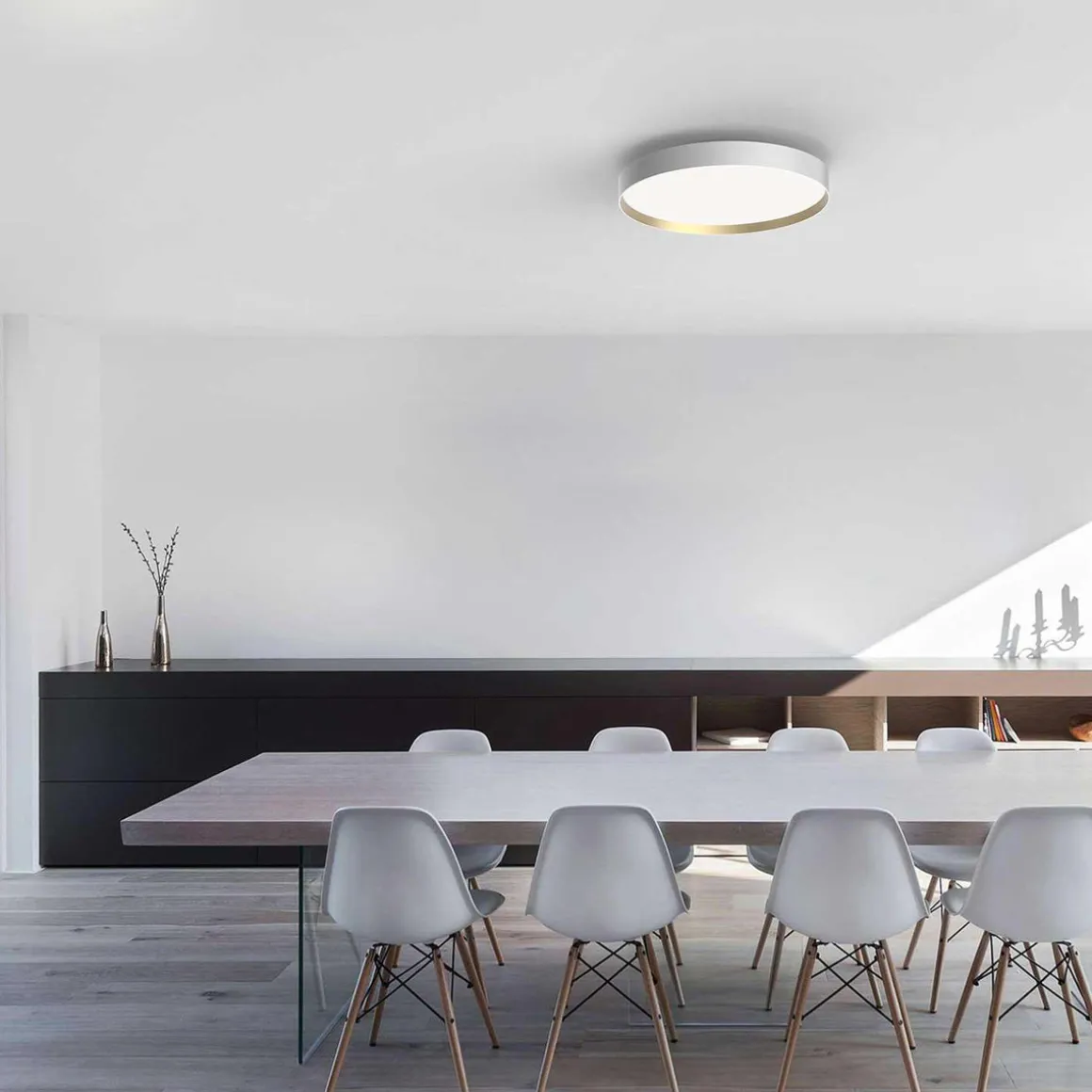 Lucia taklampe 60 cm 46 watt dimbar - Hvit/Gull farget