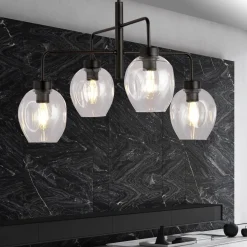 Lukka takpendel 4 lys- Svart/Klart glass