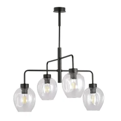 Lukka takpendel 4 lys- Svart/Klart glass