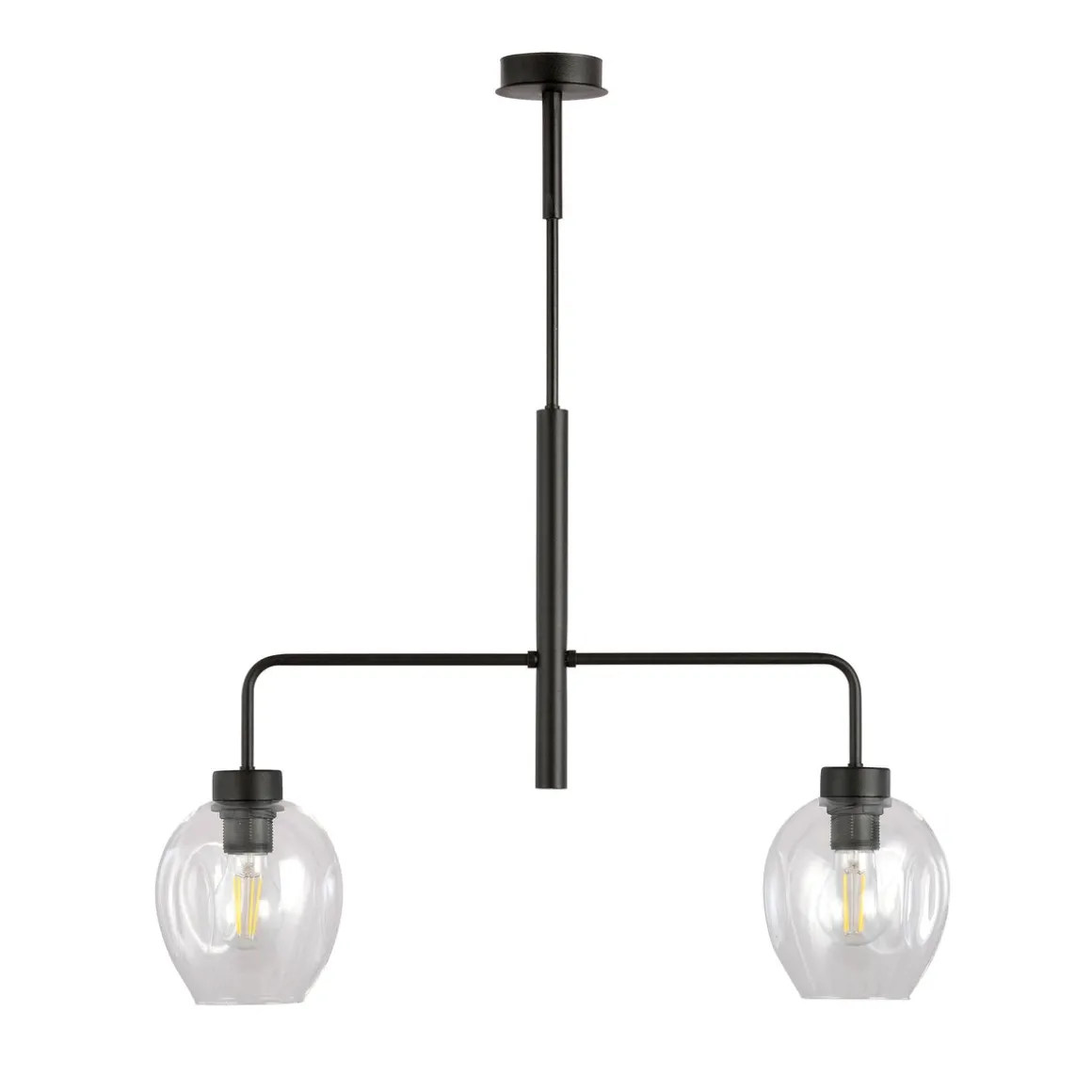 Lukka takpendel 2 lys- Svart/Klart glass