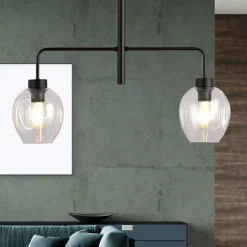 Lukka takpendel 2 lys- Svart/Klart glass