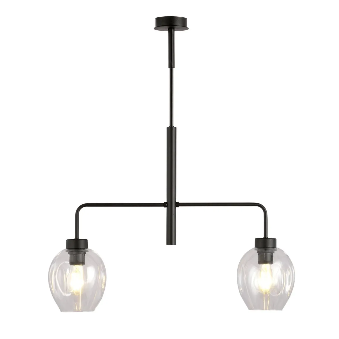 Lukka takpendel 2 lys- Svart/Klart glass