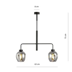Lukka takpendel 2 lys- Svart/Røykfarget