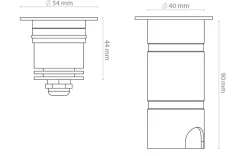 Luna Deco opal uplight utendørs 3W 3000 Kelvin IP67 - Rustfritt stål