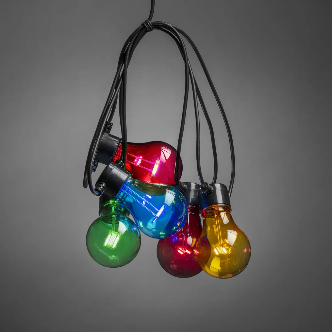 Lysslynge 5 lys, batteri og timer - Flerfarget