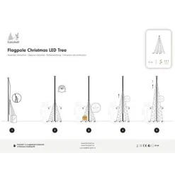 8M flaggstang julebelysning - 1500 LEDlys - Fairybell