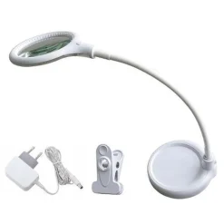 Magni mini bordlampe med clips og forstørrelsesglass 6W LED - Hvit