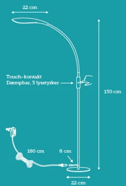 Mamba gulvlampe 5,5W 3000K 3 step dim - Svart