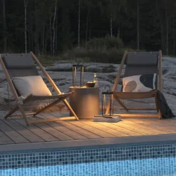 Manorola lanterne bord/gulv 39 cm IP54 oppladbar - Svart